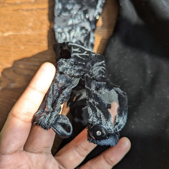 Vintage Piaf Velvet Burnout Midi Dress Sweetheart 80s Cocktail Black witchy goth - Picture 8 of 16